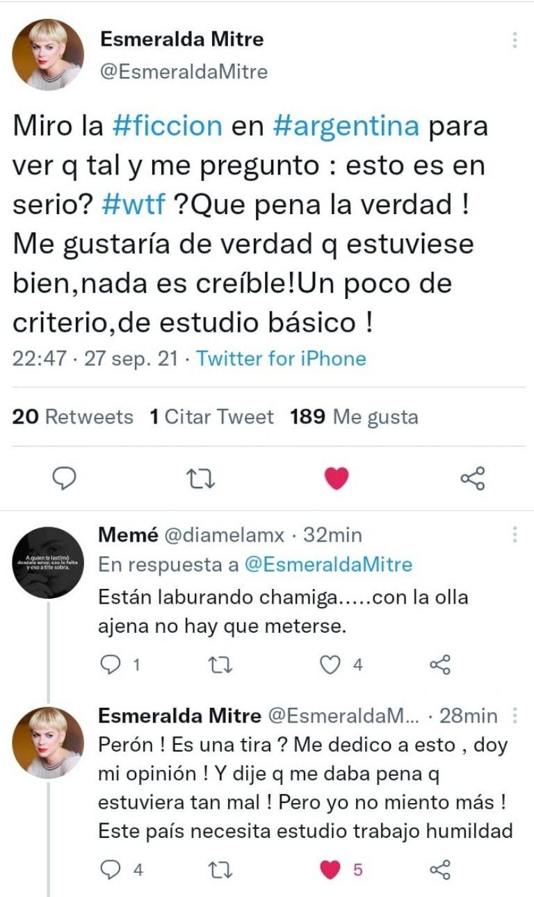 Esmeralda Mitre criticó a La 1-5/18.