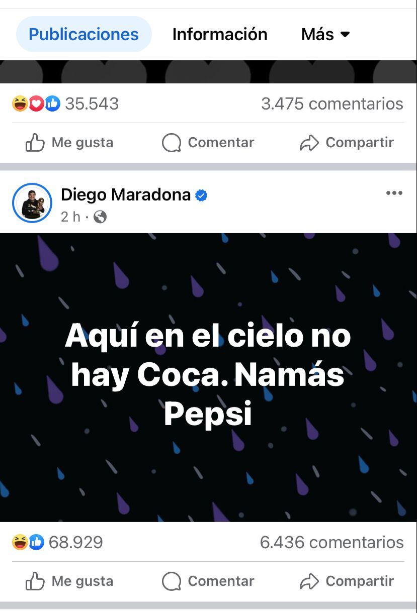 Los extraños mensajes que aparecieron en el Facebook de Maradona