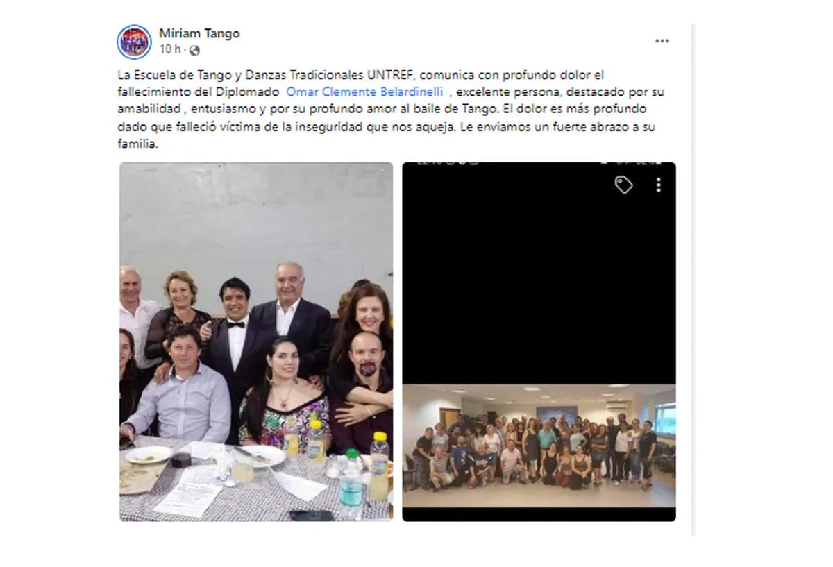 En las redes, se replicaron los mensajes de dolor tras la noticia de su fallecimiento. Foto Captura: Facebook / Miriam Tango