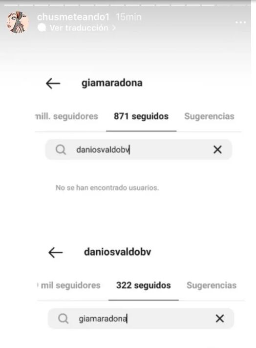 Gianinna Maradona y Daniel Osvaldo  dejaron de seguirse en las redes