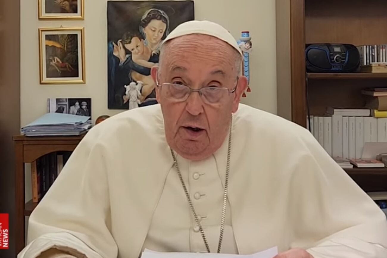 El Papa envió un mensaje a la comunidad de Rosario (Captura de video).