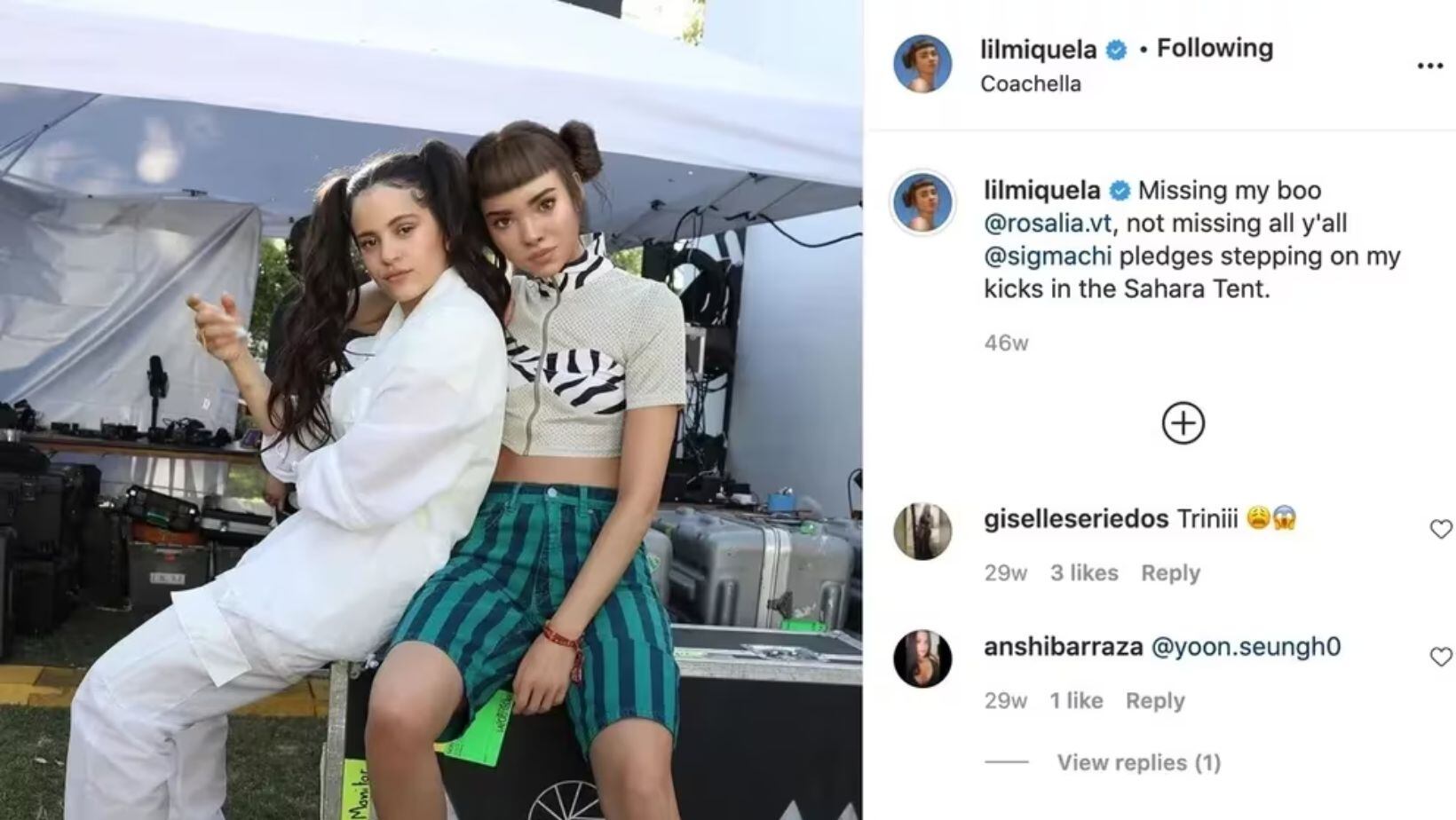 Lil Miquela y Rosalía (Instagram: lilmiquela)