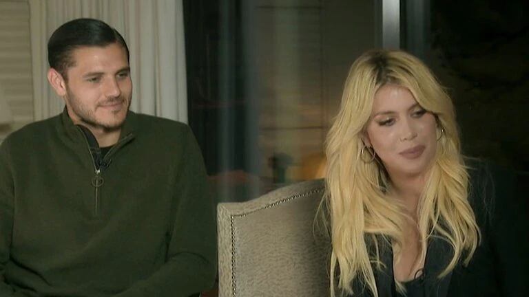 Wanda Nara y Mauro Icardi durante la entrevista con Susana Giménez