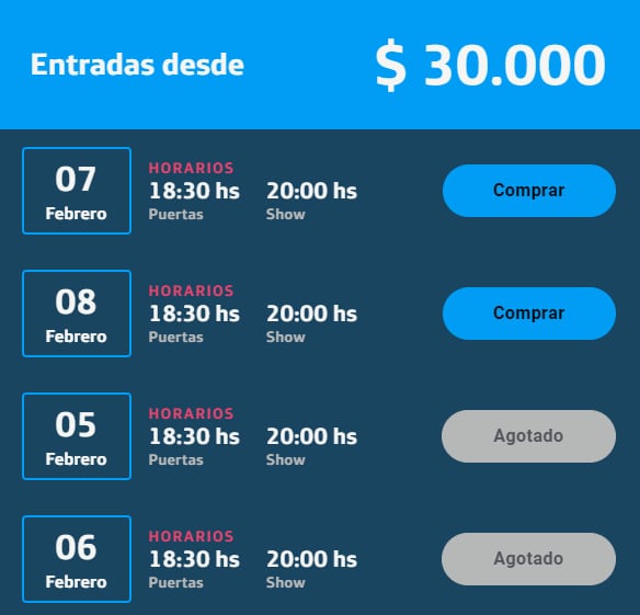 Entradas para ver a Margarita en el Movistar Arena. Captura: web