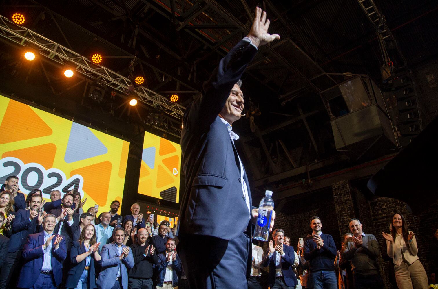 El ex presidente Mauricio Macri durante el acto de relanzamiento del PRO. FOTO NA: DAMIAN DOPACIO.