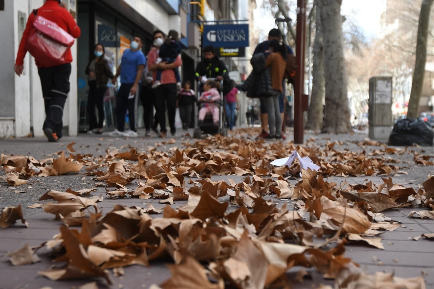 Las veredas del centro se llenaron de hojas.