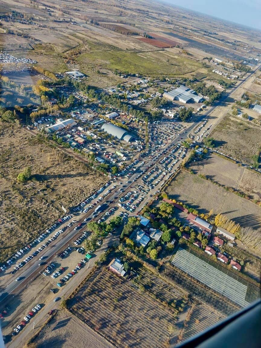 Vista aérea de la fiesta de la Ganadería. Gentileza