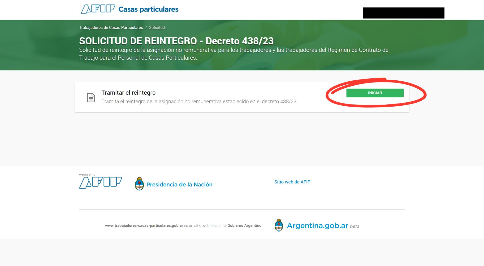 Para hacer el trámite deberás iniciar en esta sección. Podés tramitar el reintegro de hasta el 50% del monto abonado a tu empleado/a de Casas Particulares, si cumplís con los siguientes requisitos.