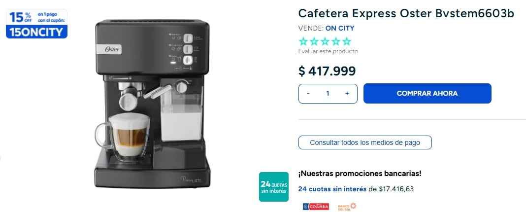 En nuestro país el mismo modelo se encuentra en On City a un precio de $417.999 argentinos.