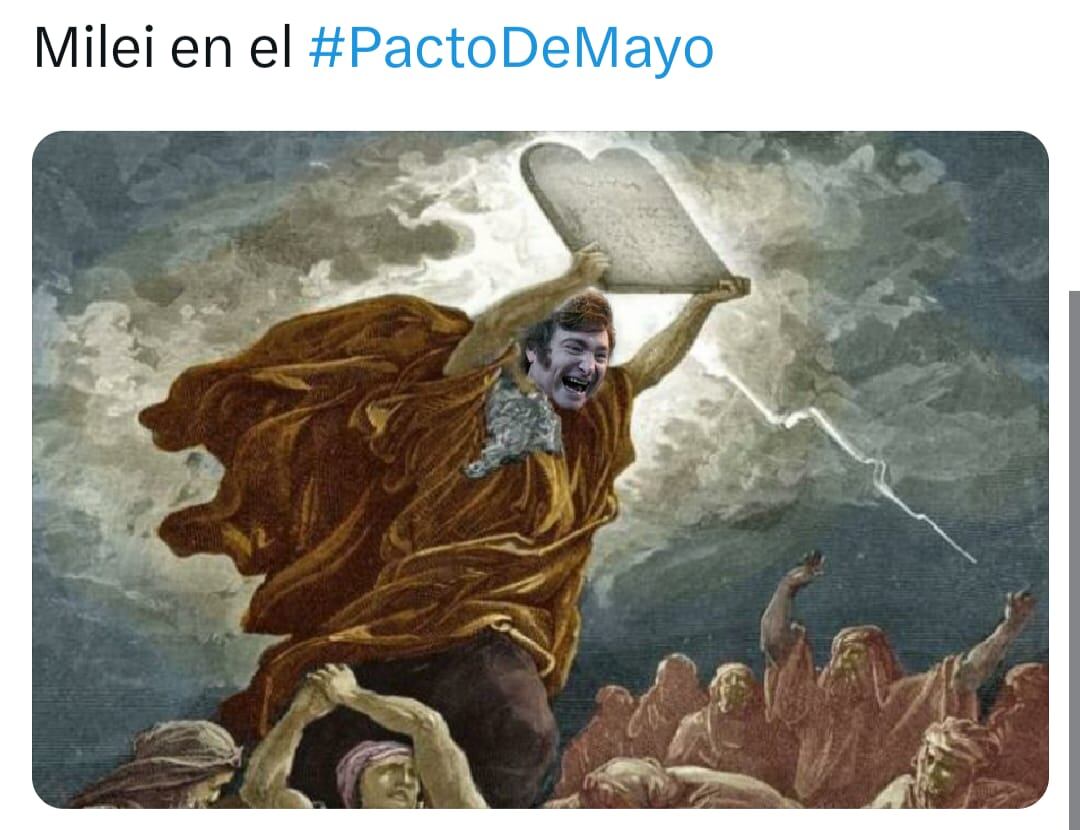 Los memes sobre el "Pacto de Mayo" anunciado por Javier Milei en el congreso. (X)