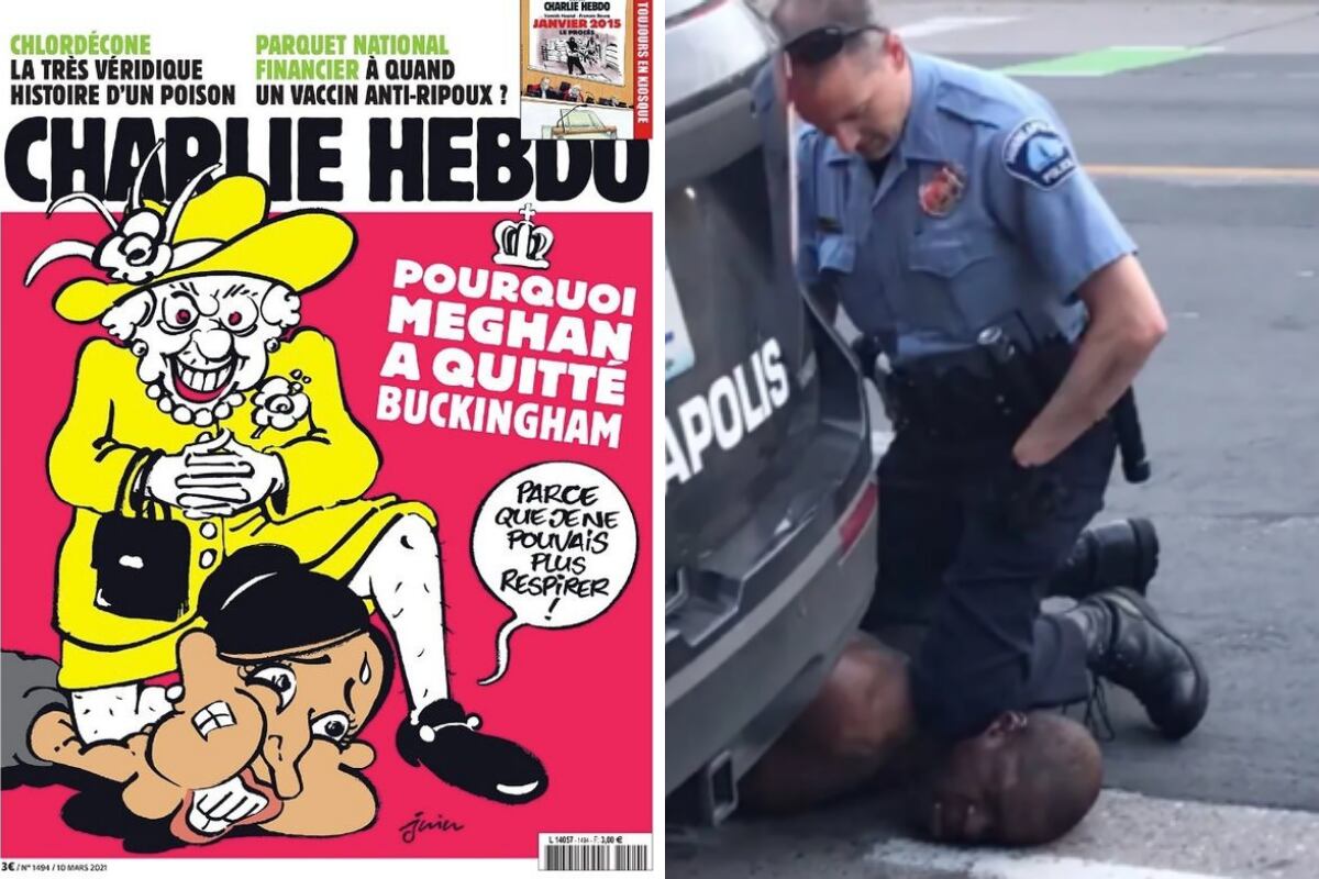 Charlie  Hebdo satirizó a la realeza británica y la comparó con el racismo en Estados Unidos.