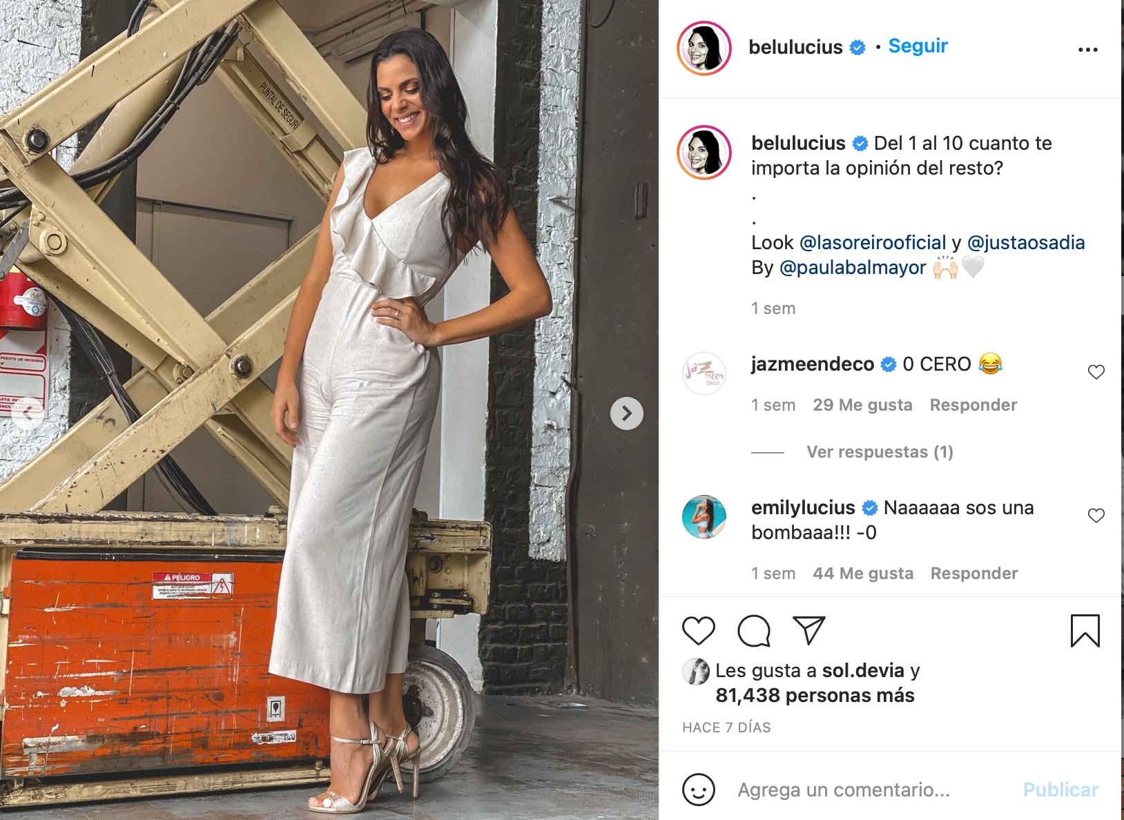 El ranking de Belu Lucius, con su enterito de Las Oreiro.