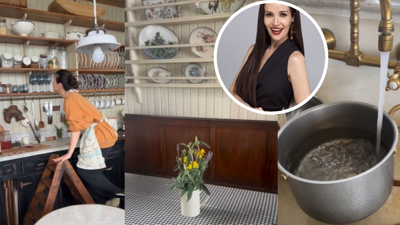 Cestas caseras, ventanales y platos florales: así es la cocina vintage de Natalia Oreiro