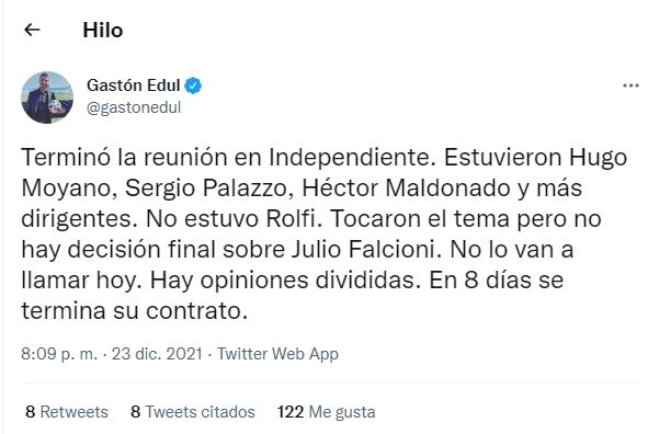 Twitter del periodista Gastón Edul. / Gentileza.