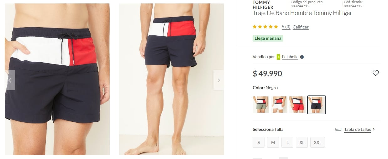 Una malla Tommy Hilfiger se encuentra disponible en la tienda oficial de Falabella a $49.990 chilenos.