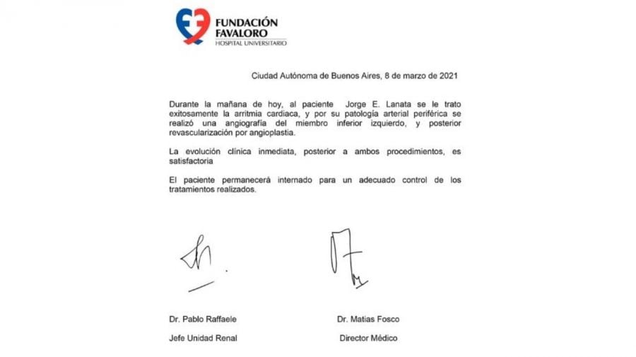 Comunicado de la Fundación Favaloro