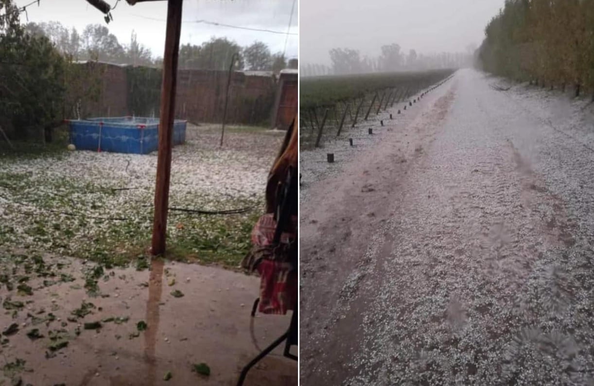 Granizo en Santa Rosa (08/02) Gentileza Meganoticias Mendoza