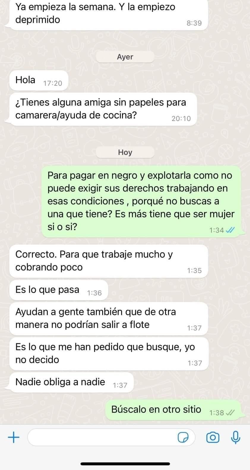 Chat completo que se viralizó en las redes sociales