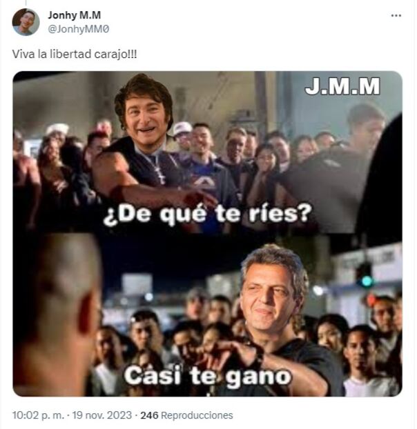 Los chistes coparon las redes sociales tras la consagración de Javier Milei como presidente. X