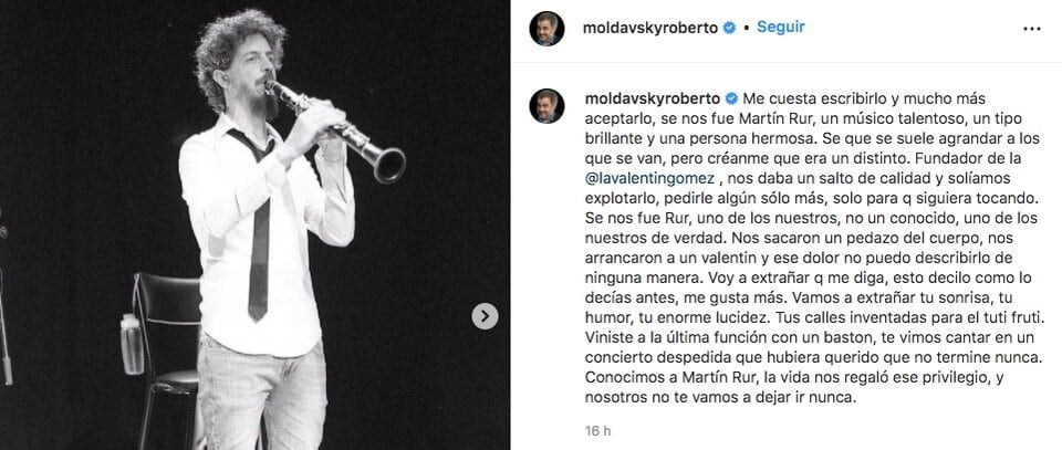 Roberto Moldavsky recordando a Martin Rur.