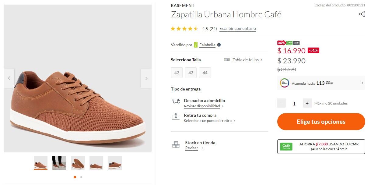 Zapatilla urbana Basement hombre (Falabella)