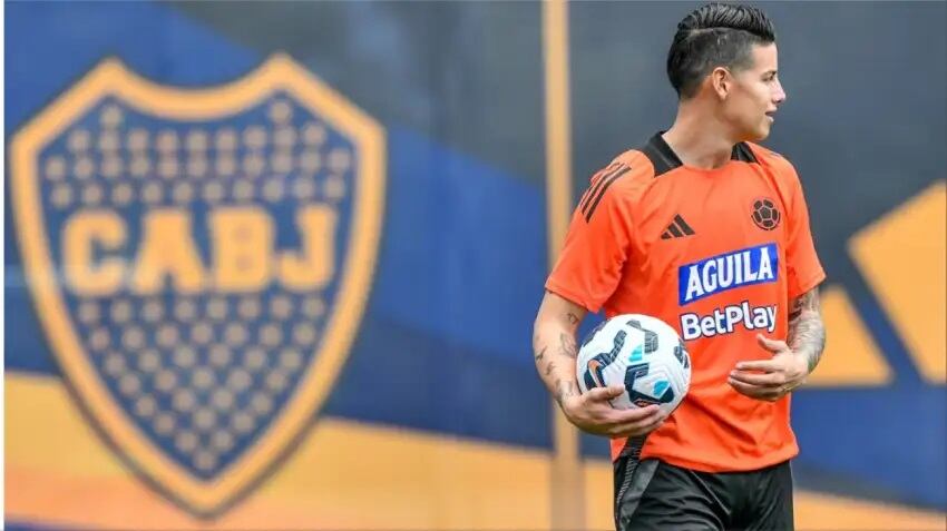 James Rodríguez entrenando en el predio de Boca