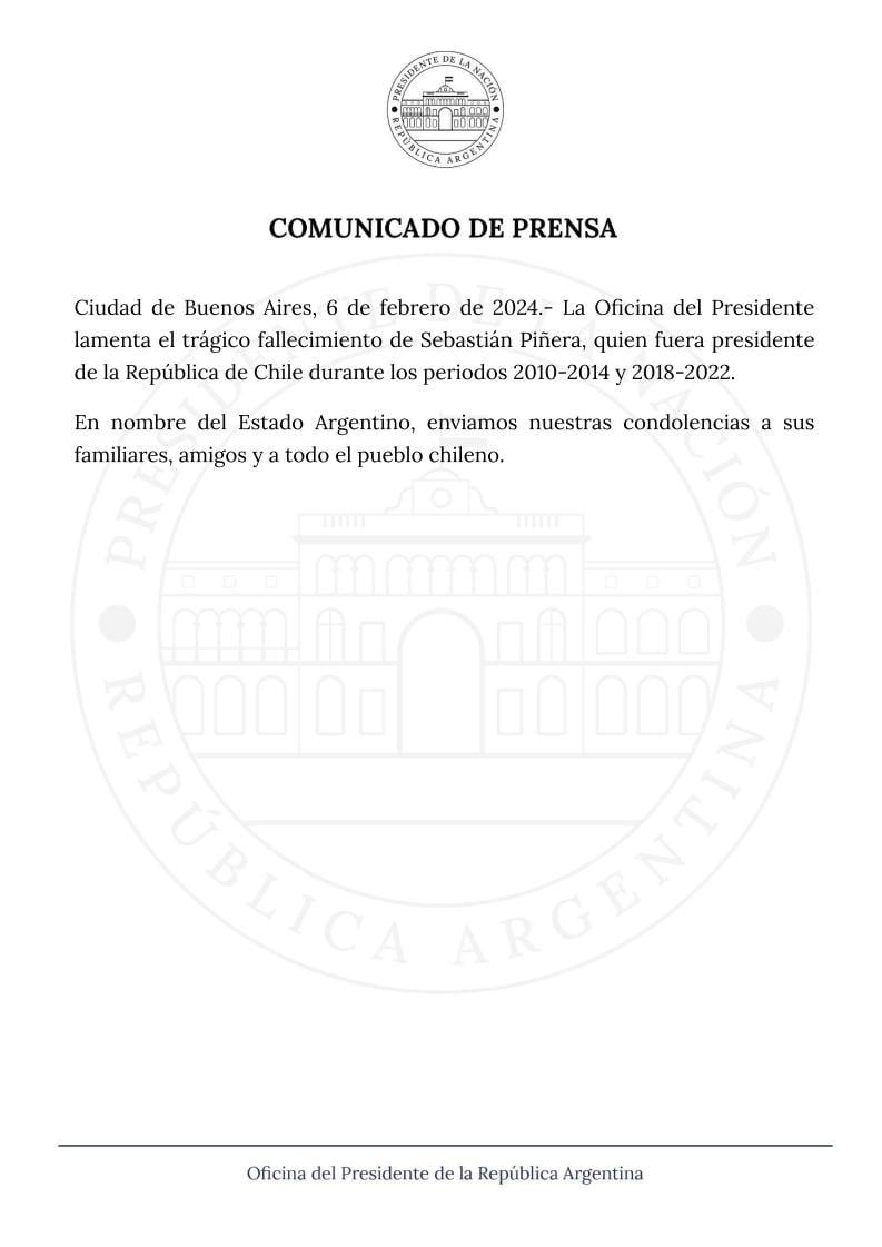 Mensaje compartido en X por la Oficina del Presidente argentino. Foto: Redes Sociales