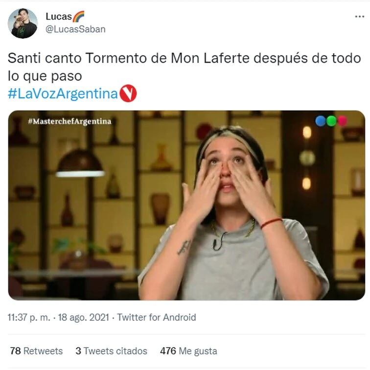 Lali bancó a Santiago Borda en los playoff de La Voz Argentina