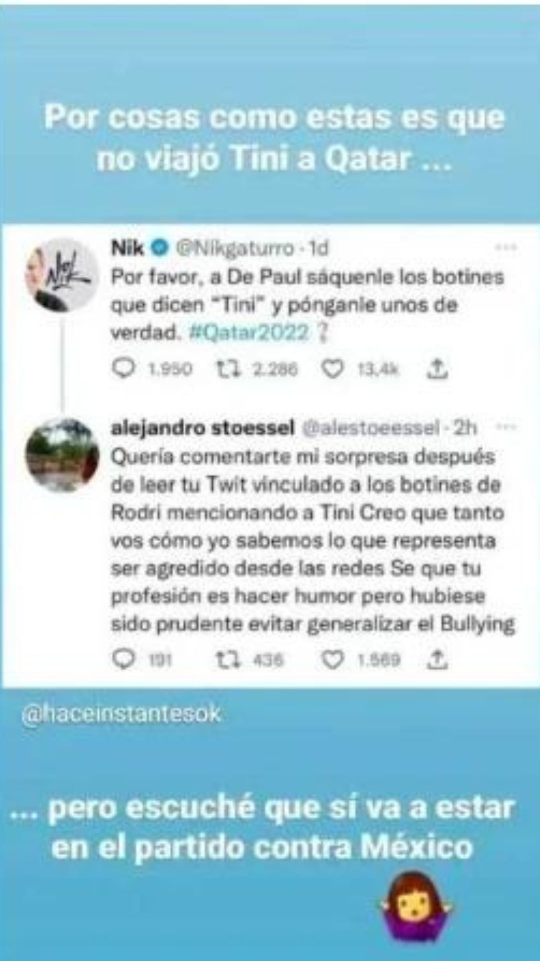 La publicación de la cuenta Gossipeame-