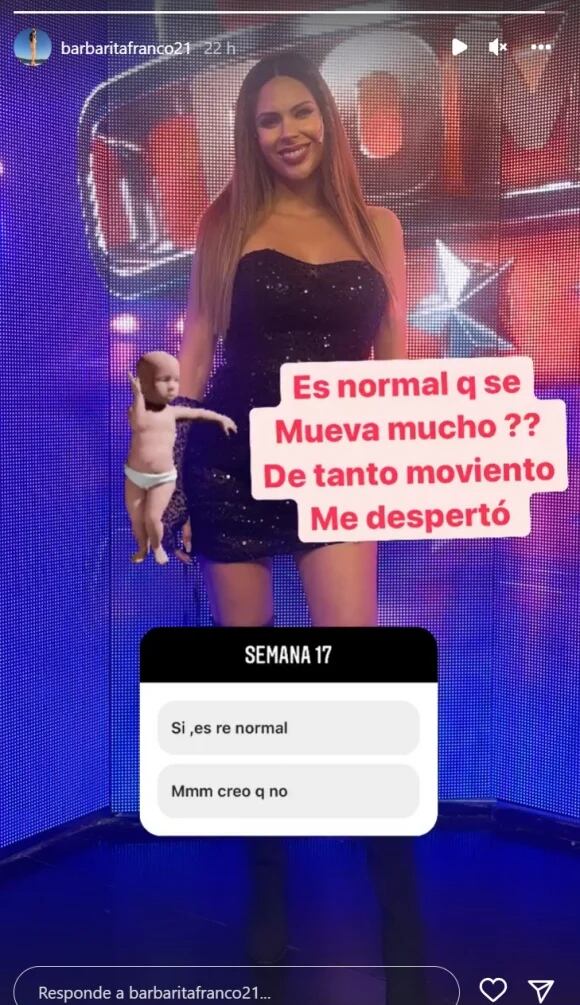 Barby Franco ya siente los movimientos de su bebé