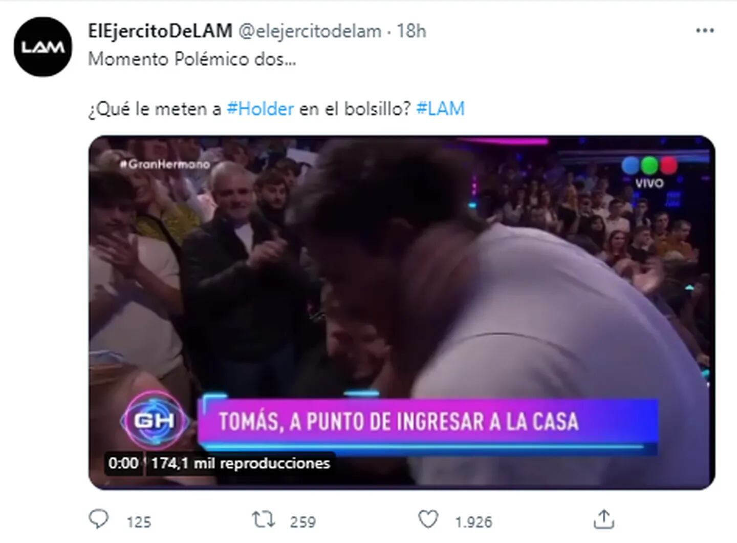 El momento polémico de Tomas Holder