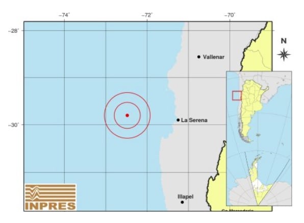 Sismo con epicentro en Coquimbo se sintió en Mendoza (Inpres)