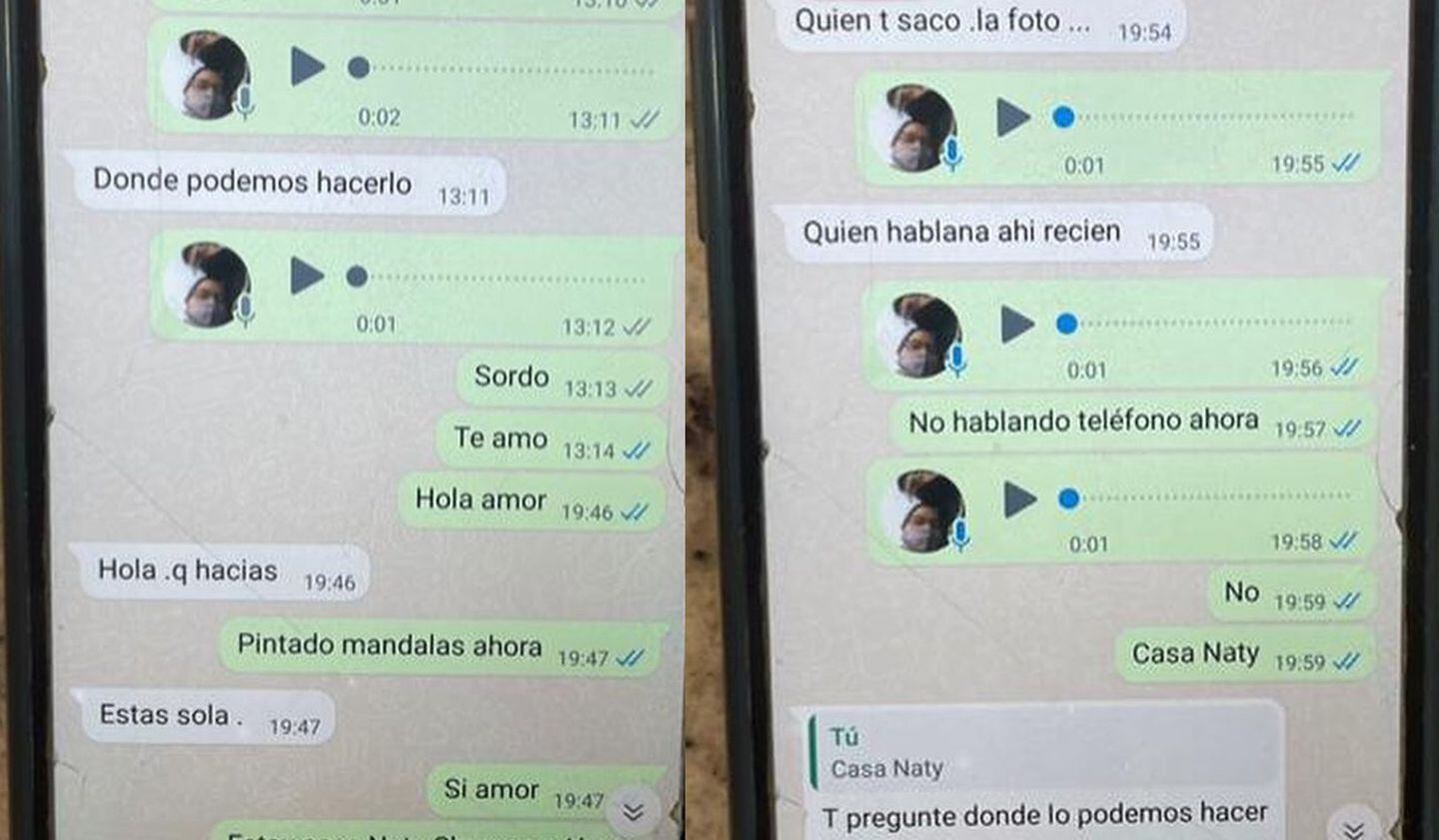 Los chats que el remisero le enviaba a la joven.