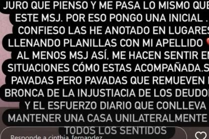 Contundente comentario de Cinthia Fernández.