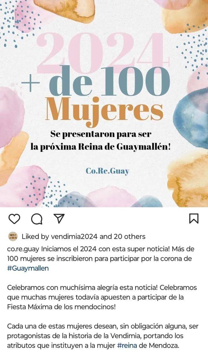 La comisión de reinas de Guaymallén se contentó con la participación y la decisión de la municipalidad en redes sociales