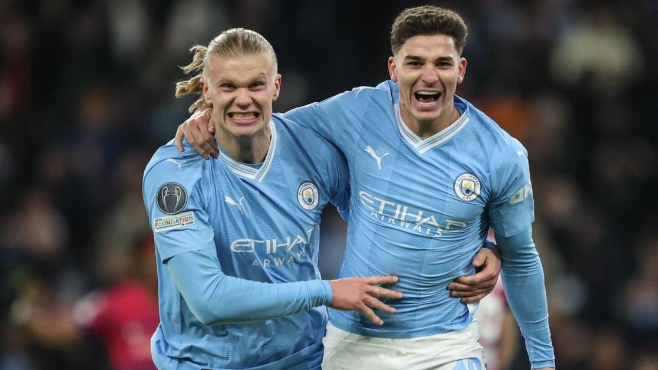 Álvarez y Haaland marcaron en la remontada del Manchester City.