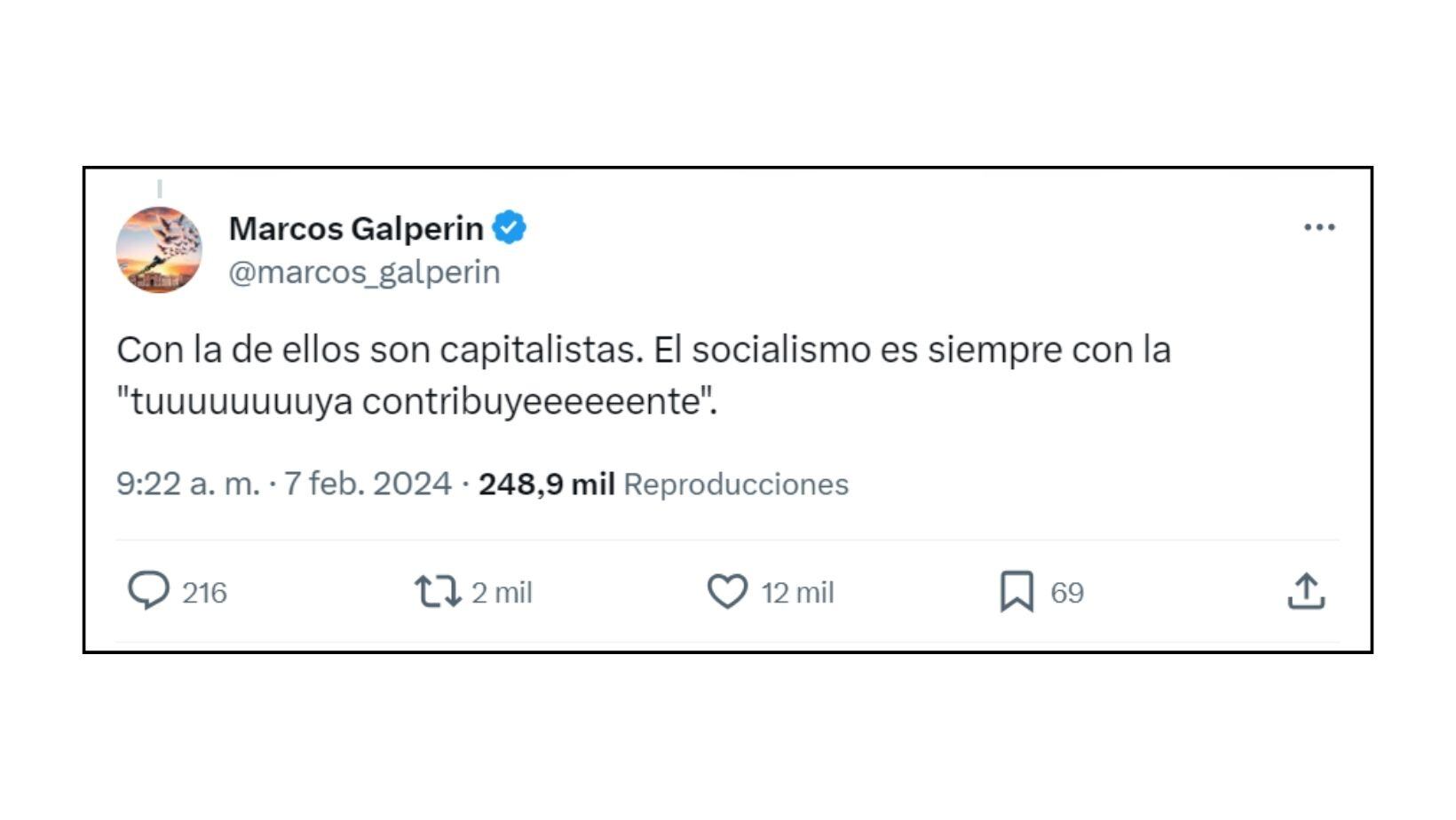 Respuesta de Galperin a través de X (captra de pantalla)