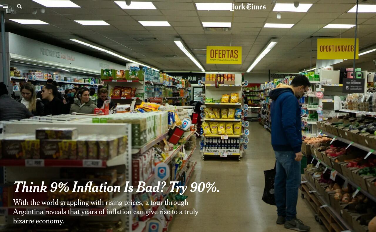 El New York Times sobre la inflación en Argentina: “Es una economía imposible de comprender”.