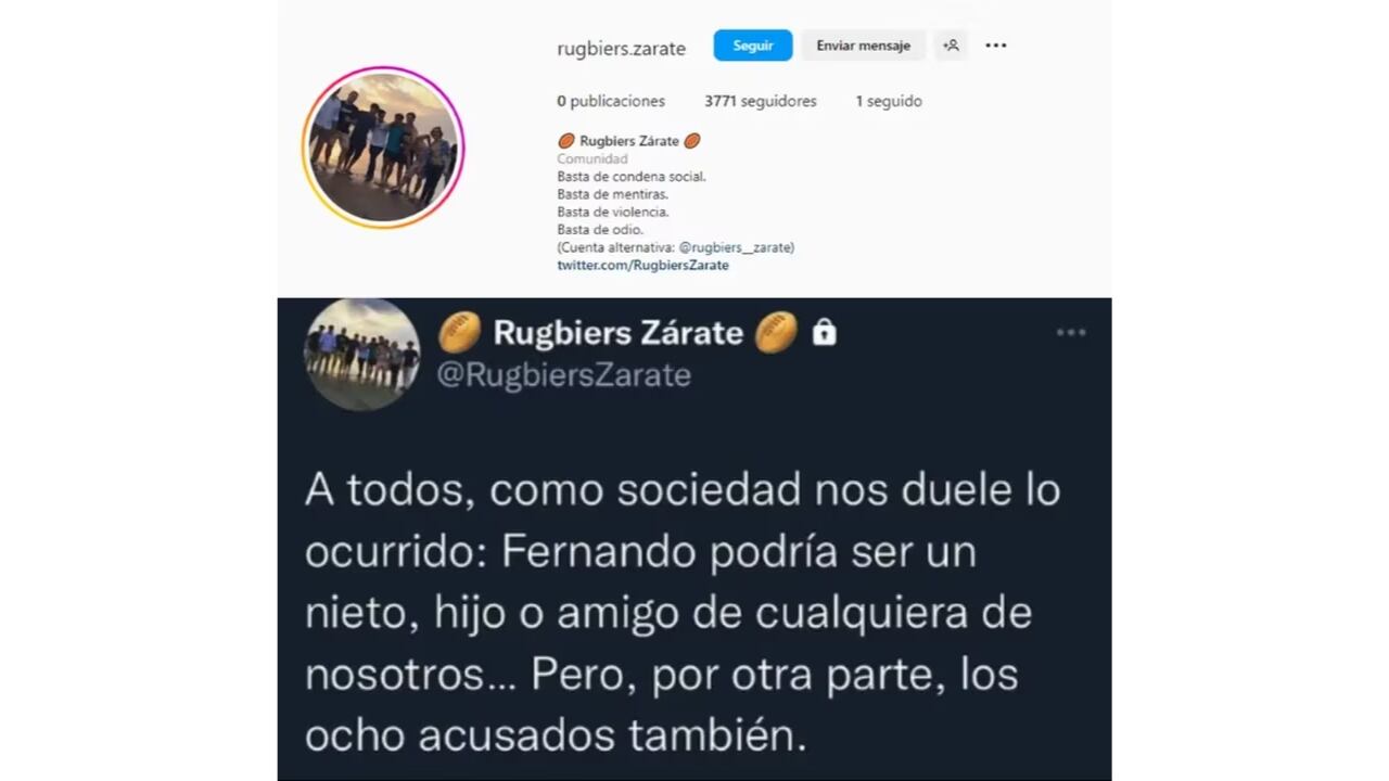 Tanto en Instagram como en Twitter y Facebook existen varias páginas dedicadas a apoyar a los rugbiers acusados por el homicidio de Fernando Baez Sosa. Foto: Captura.