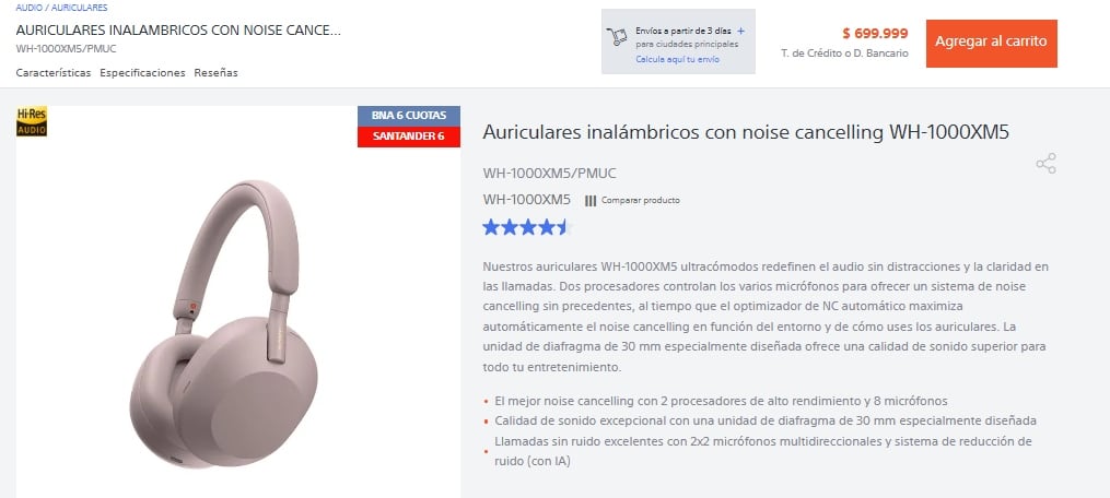 En nuestro país el mismo de auriculares se encuentra en la tienda de Sony Argentina a un precio de $699.999 argentinos.