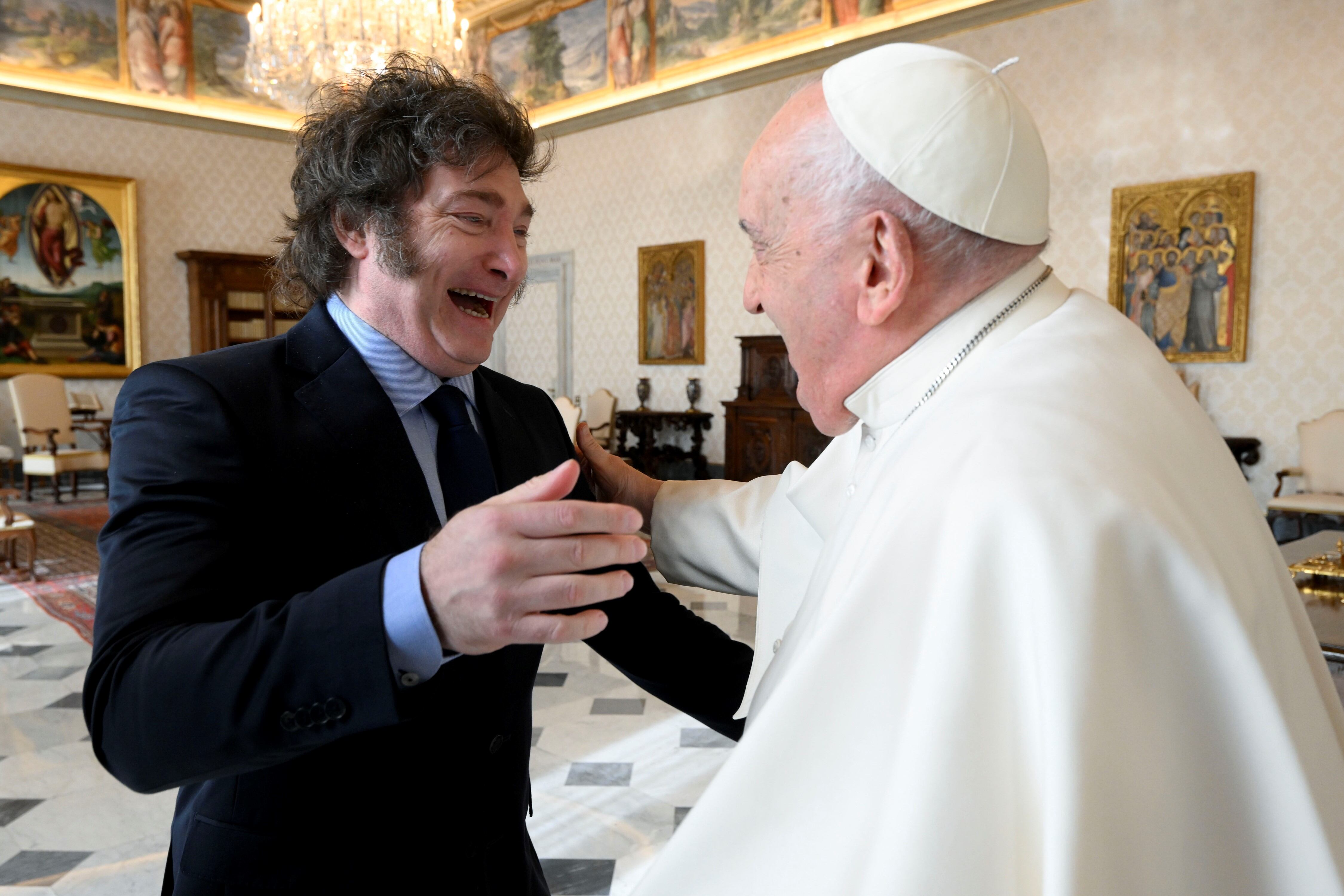 La audiencia entre Javier Milei y el papa Francisco (AP).