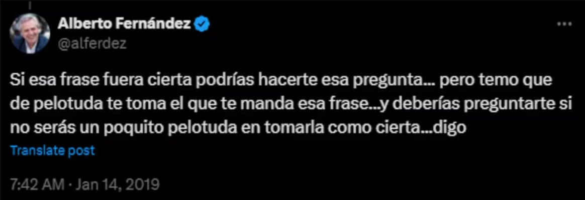 Los comentarios machistas e insultos contra mujeres que publicó Alberto Fernández antes de ser presidente. Captura: La Nación