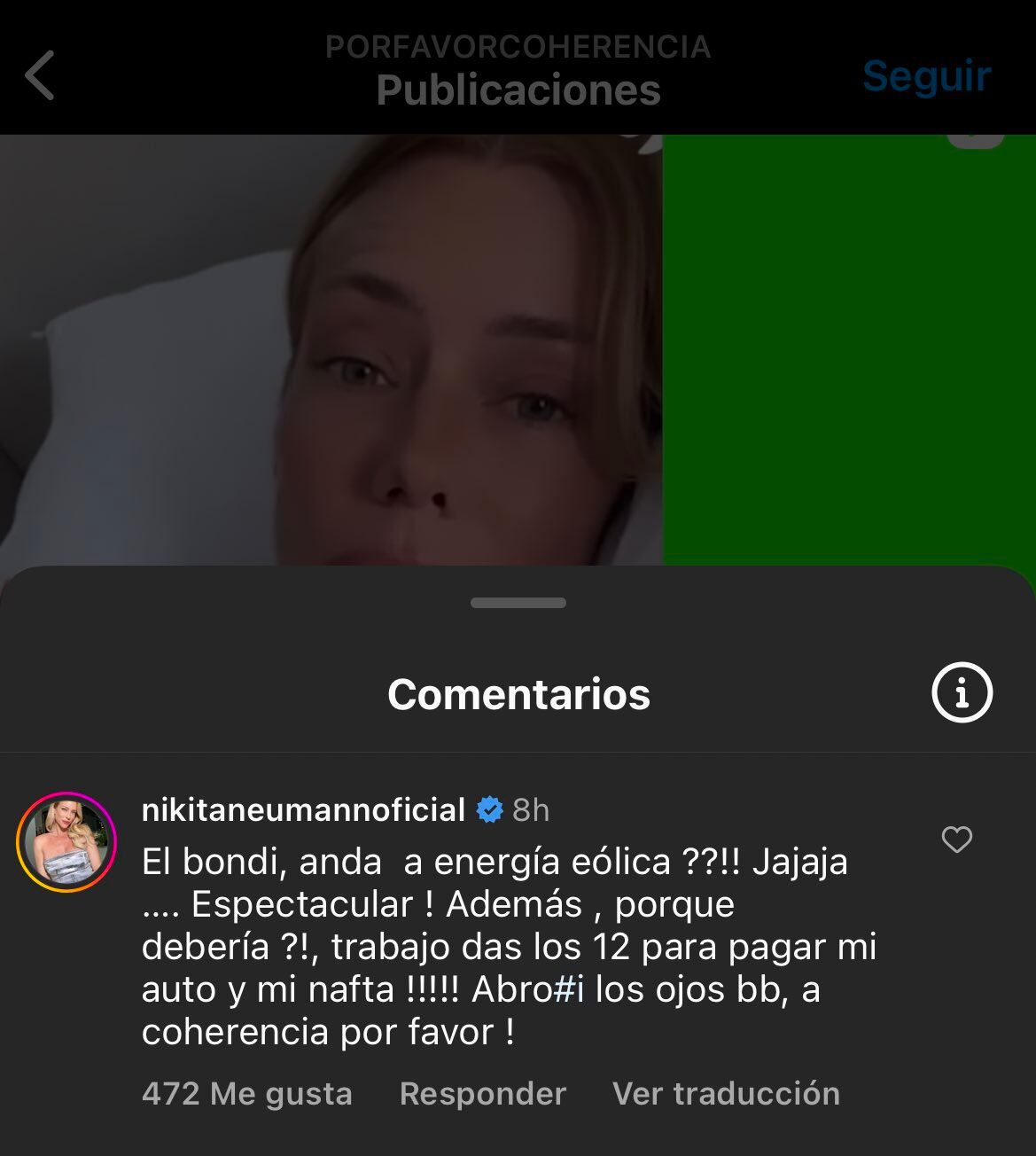 Nicole Neumann le contestó a sus seguidores