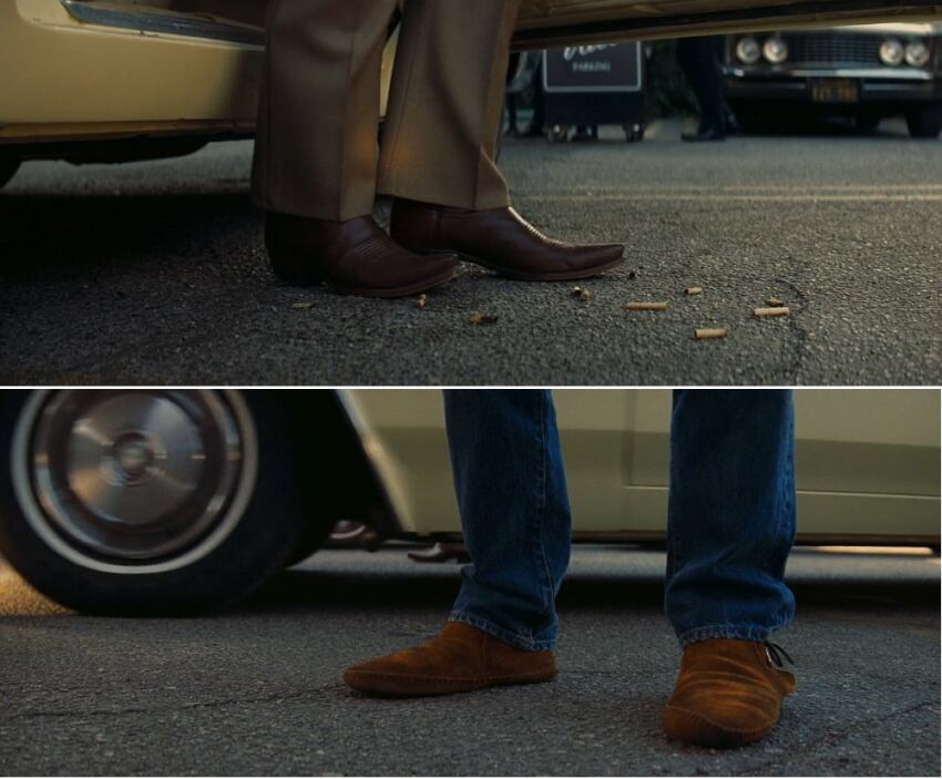 
    Arriba: las botas de Leonardo DiCaprio. Abajo: las de Brad Pitt.
   