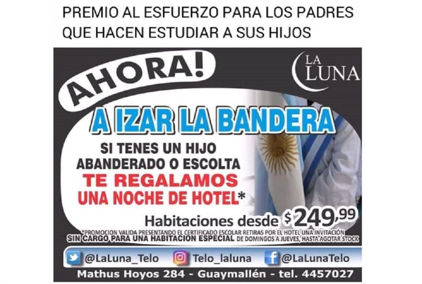 
    "A izar la bandera", el aviso publicitario que se viralizó en las redes sociales.
   