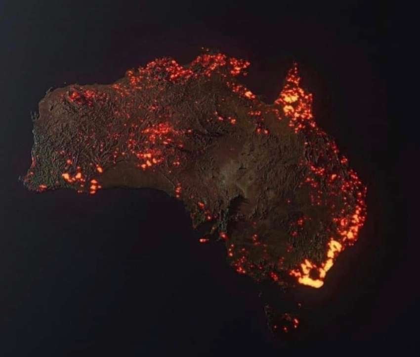 
    Foto satelital de Australia que muestra las zonas afectadas.
   