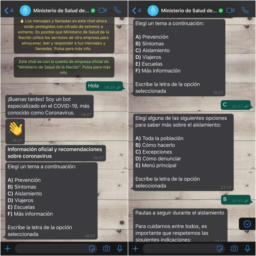 
Así se ve la información que se provee automáticamente por WhatsApp
