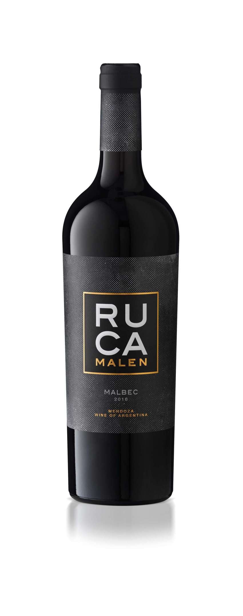 RUCA MALEN MALBEC
 De color rojo rubí brillante, destaca en nariz aromas de frutos rojos, especialmente cerezas y fresas combinadas con toques especiados. En boca jugoso, sucroso y fresco.