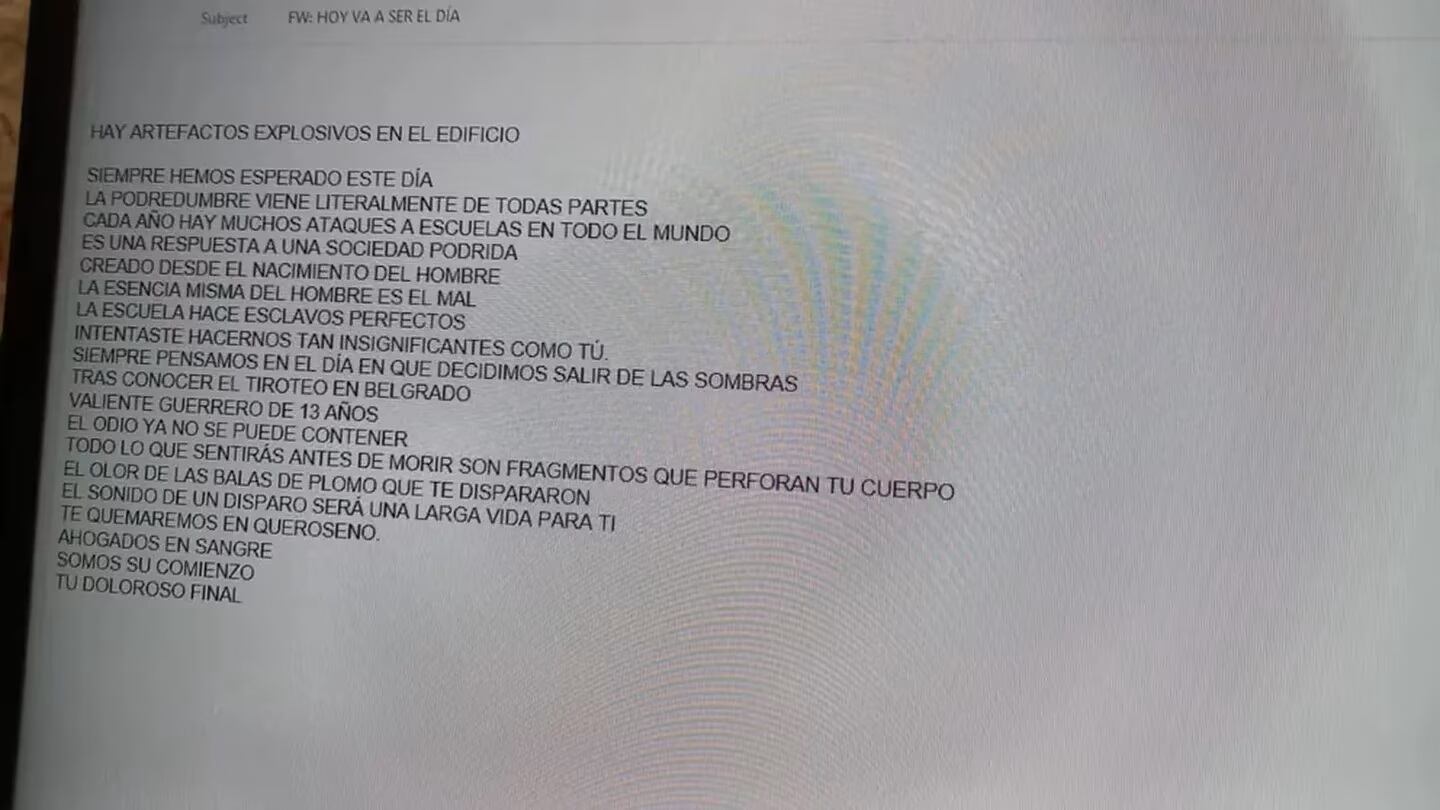 El correo que recibieron las instituciones el martes por la mañana.