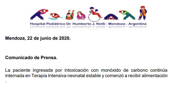 El parte de salud de Delfina Díaz, de apenas 4 días.